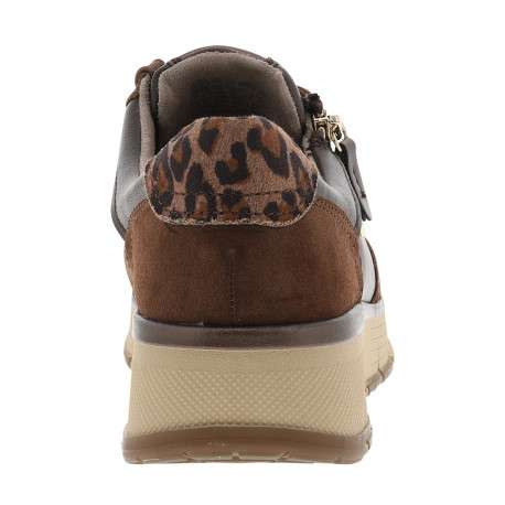 Baskets running café à talon compensé bas avec des lacets et un zip latéral - Image 4
