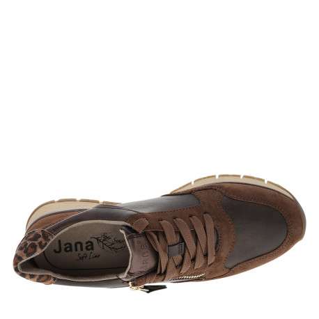 Baskets running café à talon compensé bas avec des lacets et un zip latéral - Image 5