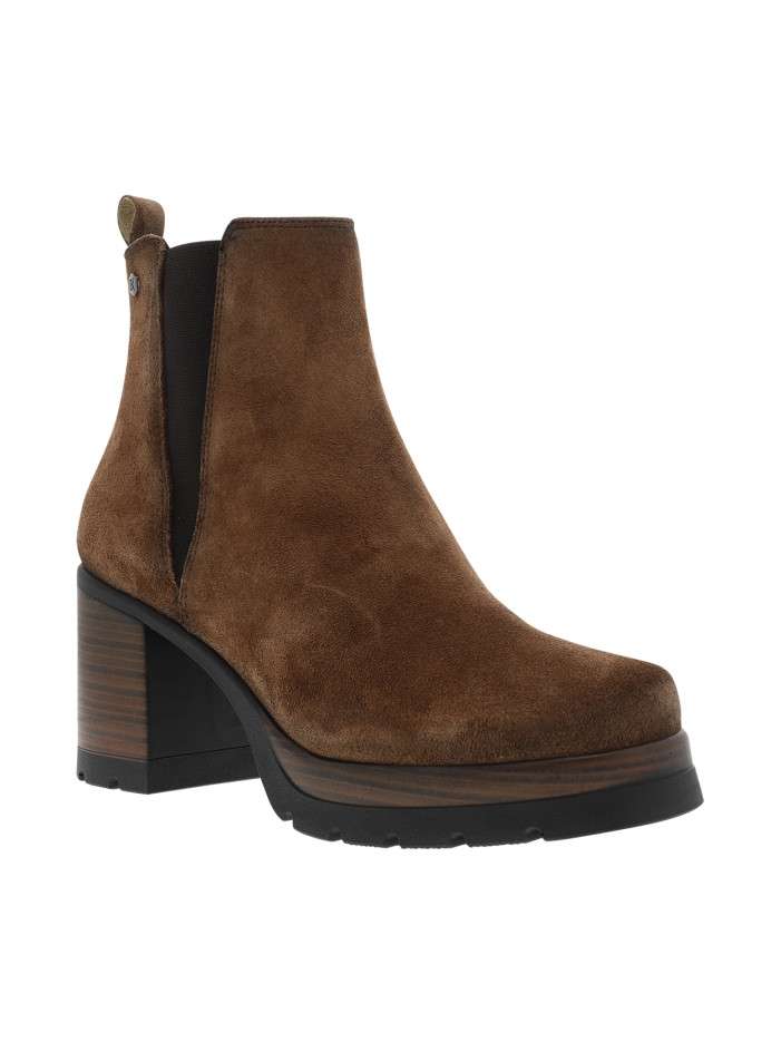 Boots en cuir taupe à...