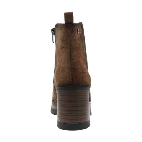 Boots en cuir taupe à semelle décroché haute avec un soufflet élastiqué - Image 4