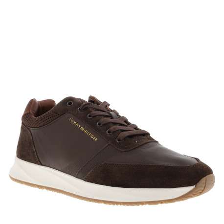 Baskets running Th Dressy Runner en cuir chocolat à semelle plate