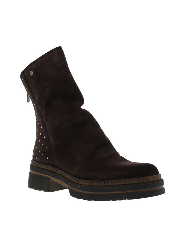 Boots en cuir chocolat à...