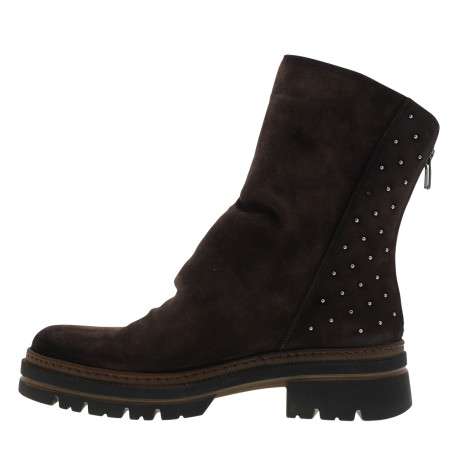 Boots en cuir chocolat à semelle décrochée bas avec un zip à l'arrière - Image 3
