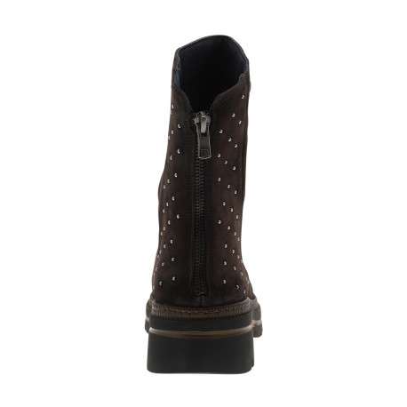 Boots en cuir chocolat à semelle décrochée bas avec un zip à l'arrière - Image 4