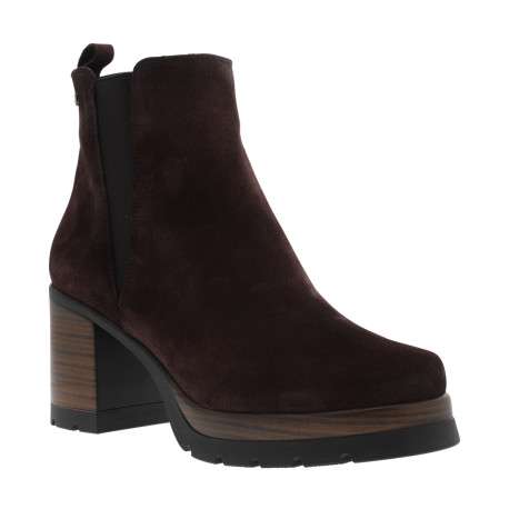 Boots en cuir violettes à semelle décroché haute avec un soufflet élastiqué