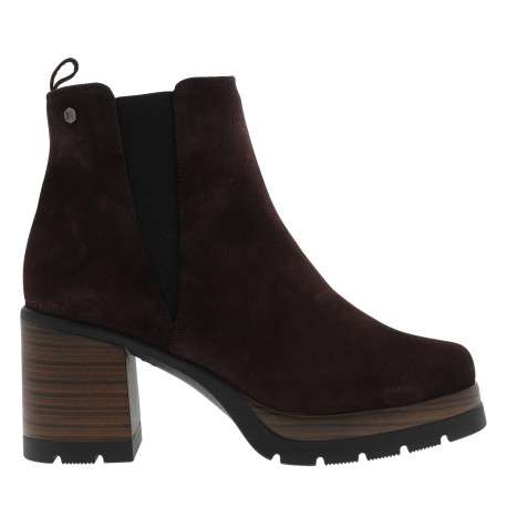 Boots en cuir violettes à semelle décroché haute avec un soufflet élastiqué - Image 2