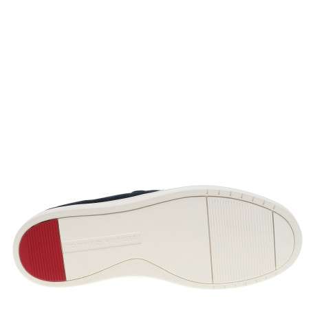 Mocassins en cuir bleu marine à semelle plate et un logo embossé sur la semelle - Image 6