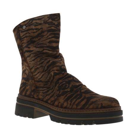 Boots en cuir léopard à semelle décroché bas et une fermeture à zip