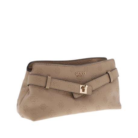 Sac à bandoulière amovible beige avec imprimé monogramme embossé - Image 3