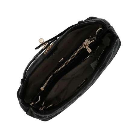 Sac à bandoulière noir à motifs monogrammes muni d'un zip et d'une pression - Image 5