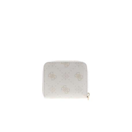 Porte-monnaie blanc à motif monogramme muni d'une fermeture à zip - Image 2