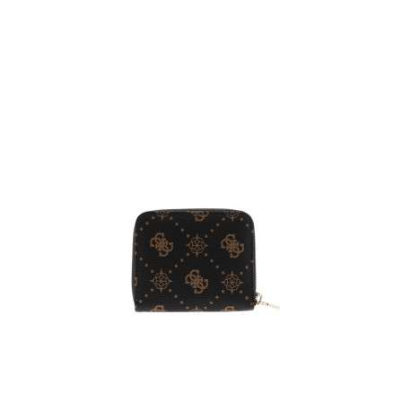Porte-monnaie marron à motif monogramme muni d'une fermeture à zip - Image 2