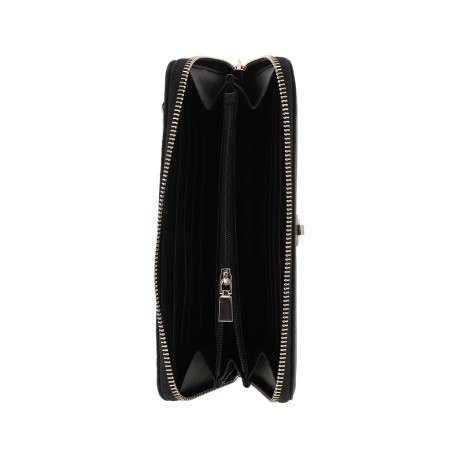 Portefeuille noir à imprimé monogramme avec une fermeture à zip - Image 3