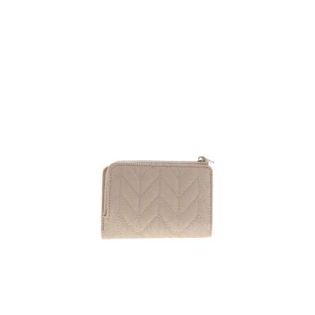 Porte-monnaie beige à motif monogramme muni d'un zip et d'un bouton-pression - Image 2