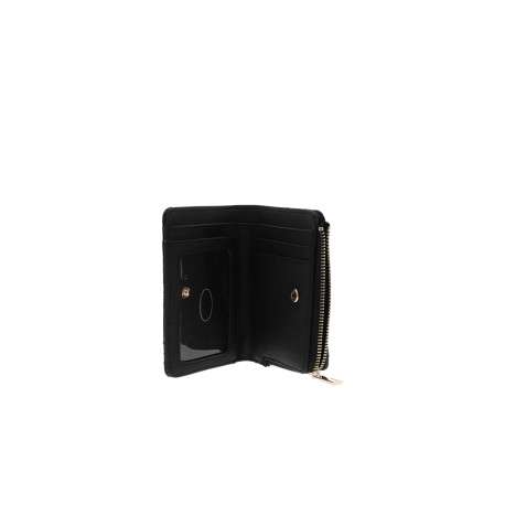 Porte-monnaie noir à motif monogramme muni d'un zip et d'un bouton-pression - Image 3