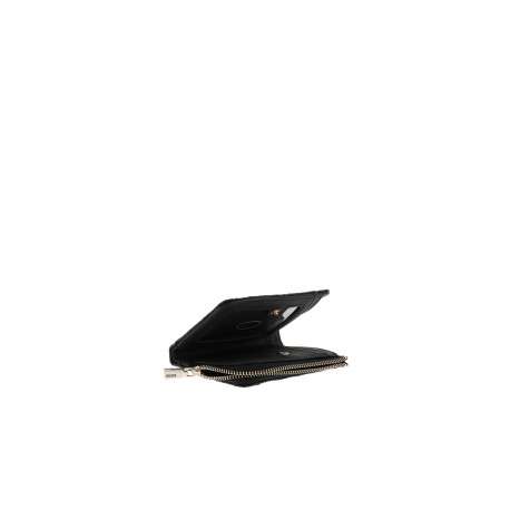 Porte-monnaie noir à motif monogramme muni d'un zip et d'un bouton-pression - Image 4