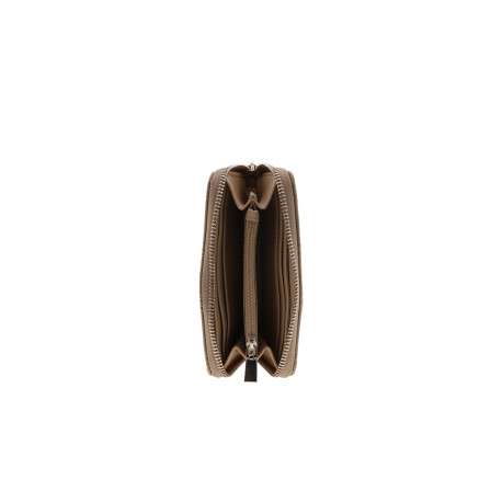 Portefeuille beige à imprimé monogramme avec une fermeture à zip - Image 3