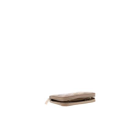 Portefeuille beige à imprimé monogramme avec une fermeture à zip - Image 4
