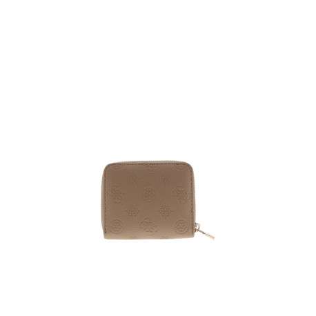 Porte-monnaie beige à motif monogramme muni d'une fermeture à zip - Image 2
