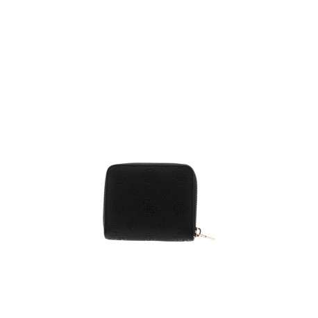 Porte-monnaie noir à imprimé monogramme embossé avec fermeture à zip - Image 2