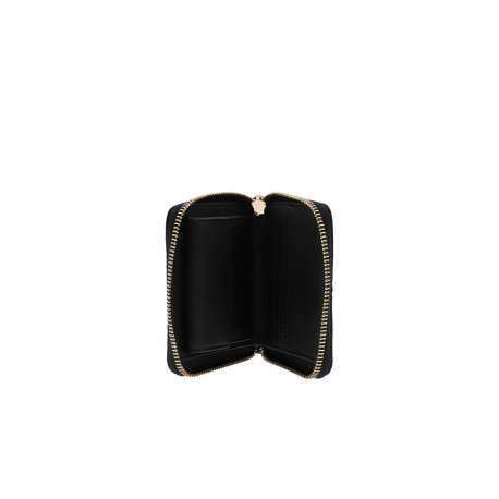 Porte-monnaie noir à imprimé monogramme embossé avec fermeture à zip - Image 3