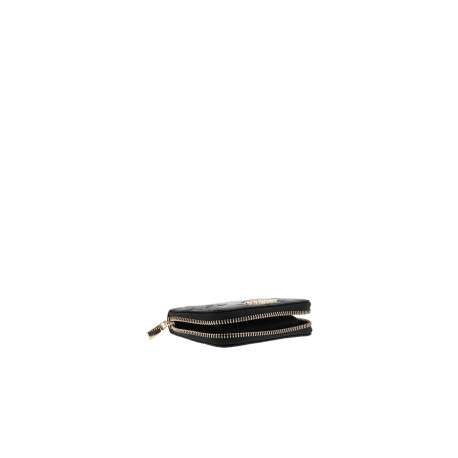 Porte-monnaie noir à imprimé monogramme embossé avec fermeture à zip - Image 4
