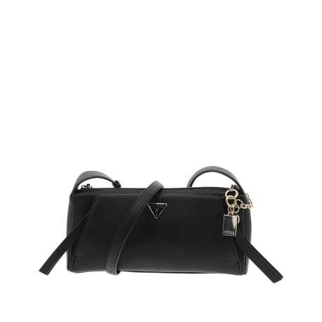 Sac à bandoulière réglable noir uni avec une fermeture à zip
