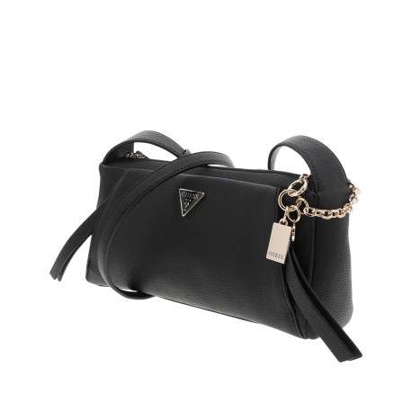 Sac à bandoulière réglable noir uni avec une fermeture à zip - Image 2