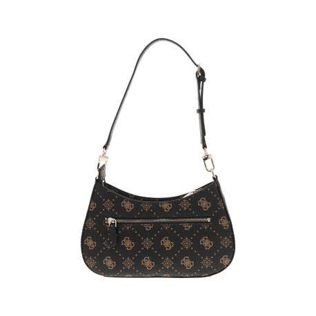 Sac à main porté épaule marron à motifs monogrammes pourvu d'un zip - Image 4
