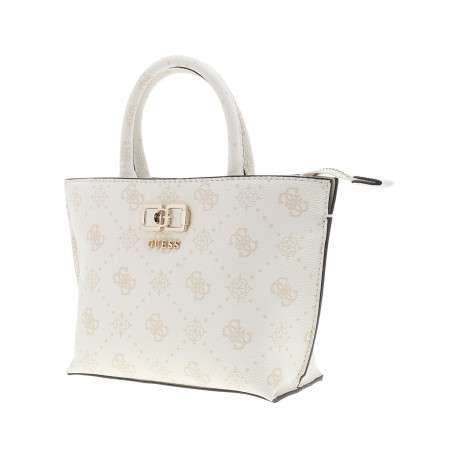 Sac porté mains blanc à imprimé monogramme avec fermeture à zip - Image 2