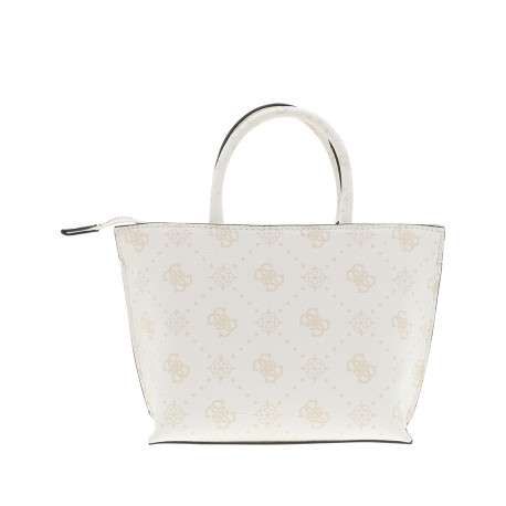Sac porté mains blanc à imprimé monogramme avec fermeture à zip - Image 4