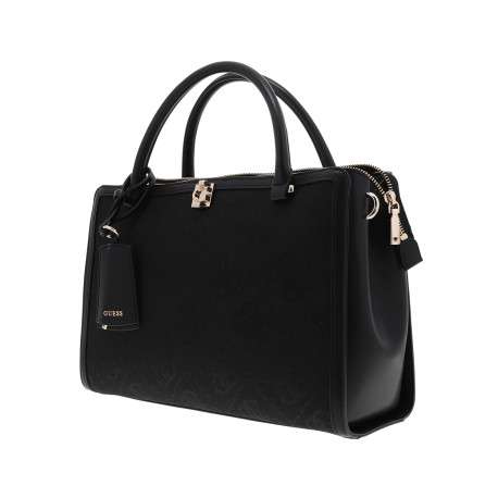 Sac porté mains noir à imprimé monogramme avec une fermeture à zip - Image 2