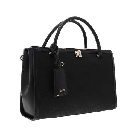Sac porté mains noir à imprimé monogramme avec une fermeture à zip - Image 3