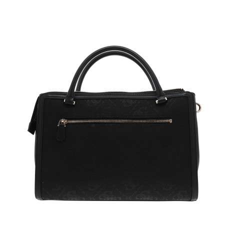 Sac porté mains noir à imprimé monogramme avec une fermeture à zip - Image 4