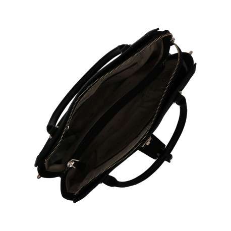 Sac porté mains noir à imprimé monogramme avec une fermeture à zip - Image 5