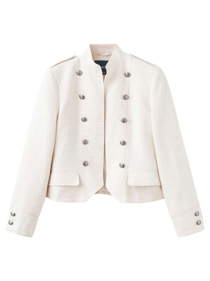 Blazer en lin écru uni avec...