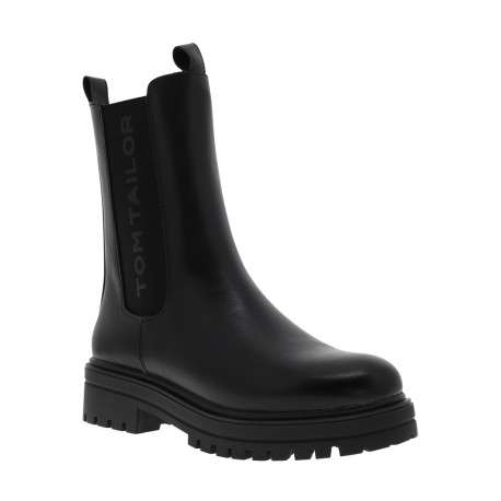 Boots noires à talon décroché bas avec un zip et un soufflet élastiqué