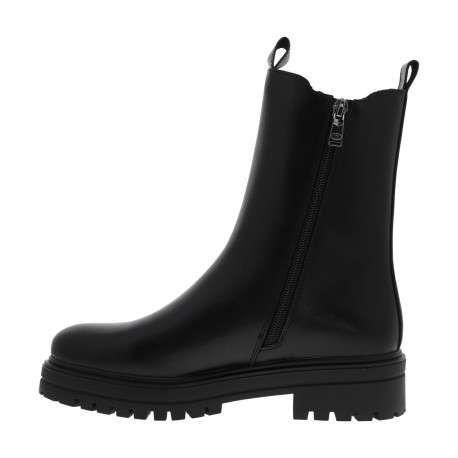 Boots noires à talon décroché bas avec un zip et un soufflet élastiqué - Image 3