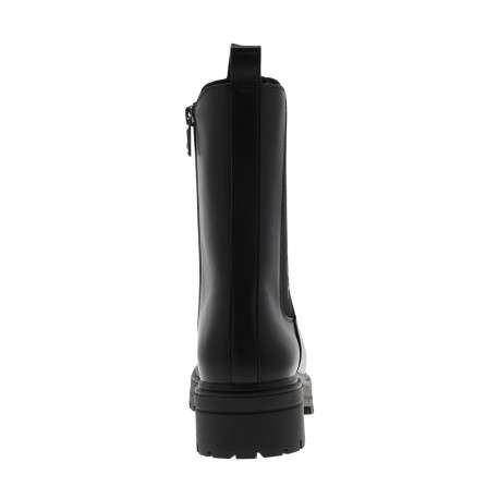 Boots noires à talon décroché bas avec un zip et un soufflet élastiqué - Image 4