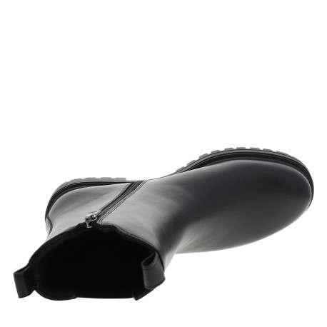 Boots noires à talon décroché bas avec un zip et un soufflet élastiqué - Image 5