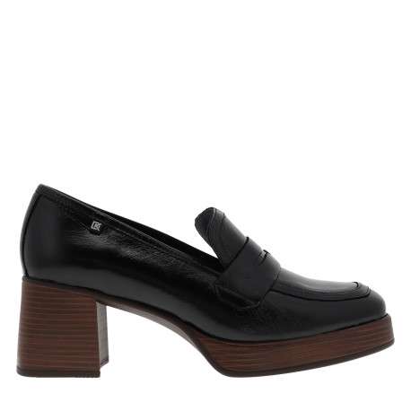 Mocassins en cuir noir vernis avec une semelle décroché moyen - Image 2