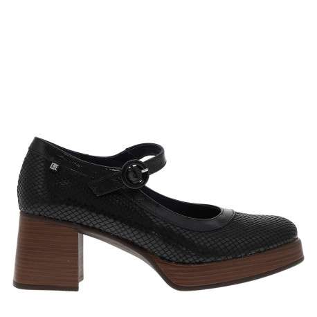 Mocassins en cuir noir verni à semelle décroché moyen et à boucle - Image 2