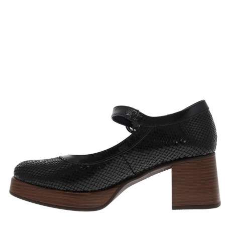 Mocassins en cuir noir verni à semelle décroché moyen et à boucle - Image 3