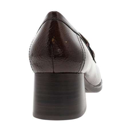 Mocassins café avec une boucle métalique brillante et un talon décroché moyen - Image 4