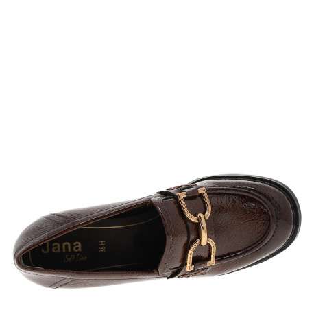 Mocassins café avec une boucle métalique brillante et un talon décroché moyen - Image 5