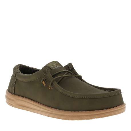 Sneakers Wally Classic kaki à talon plat avec une fermeture slip-on
