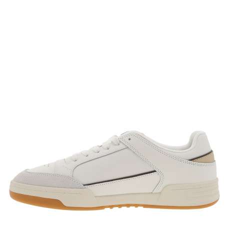 Baskets Tjm Cupsole en cuir blanches et beiges à talon plat avec des lacets - Image 3