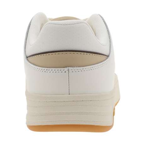 Baskets Tjm Cupsole en cuir blanches et beiges à talon plat avec des lacets - Image 4