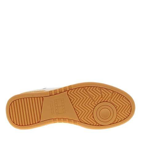 Baskets Tjm Cupsole en cuir blanches et beiges à talon plat avec des lacets - Image 6
