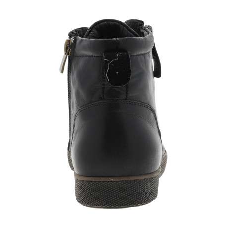 Bottines en cuir noires à talon plat avec des lacets et une fermeture zippée - Image 4